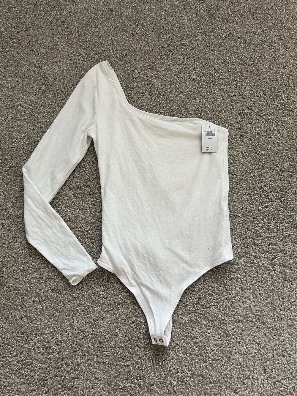 Abercrombie & Fitch White One Shoulder Long Sleeve Bodysuit Size Small NWT